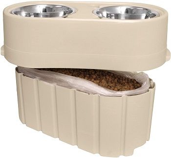 OurPets Store-N-Feed Adjustable Raised Dog Bowl Food Storage