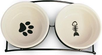 MushroomCat Ceramic Cat Elevated Food and Water Bowls