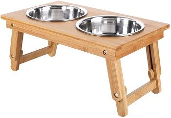 pedy Elevated Bamboo Adjustable Dog Food Stand